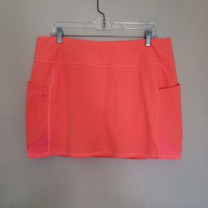 Athleta Skort Womens Size Large Orange Action High Rise Pockets Dobby 14.5"